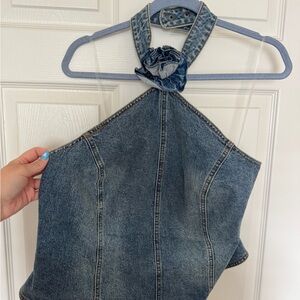 Wild Fable Blue Denim Halter Top